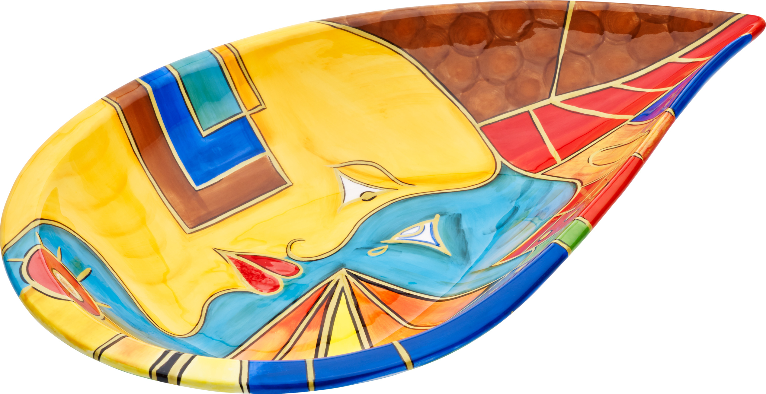 Keramik Schale oval 41cm handbemalt “FACE to FACE” - Magu 180 135